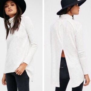 WE THE FREE White Split Back Turtleneck Top